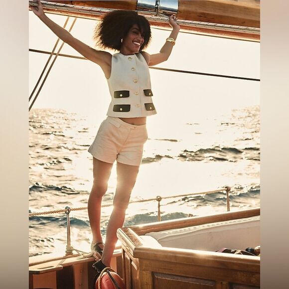 J Crew 3" Suit Short in Textured Linen Blend Size 00 NWT in Light Khaki - Picture 4 of 10